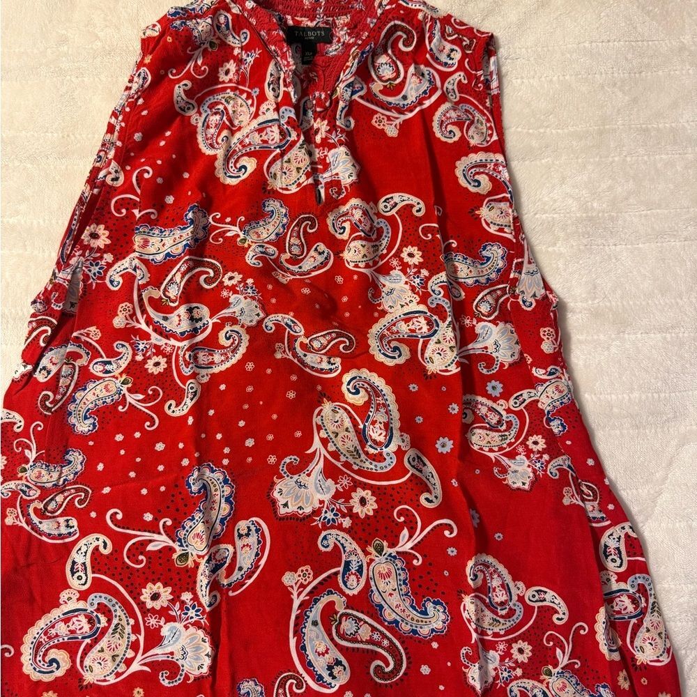 Talbots Red Paisley Blouse